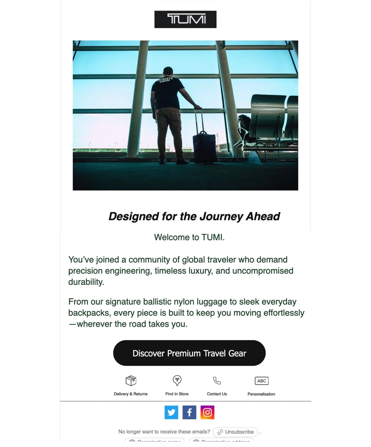 TUMI email after